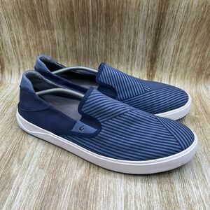 OluKai Lae'ahi Lole Slip On Sneakers Men's Size 14 Blue Canvas Gum‎ Drop-in Heel